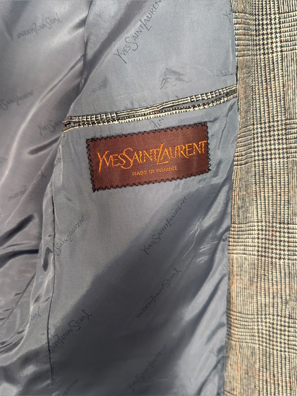Vintage YSL Yves Saint Laurent Wool Glen Plaid Boyfriend Blazer Made France S/M - Picture 8 of 10